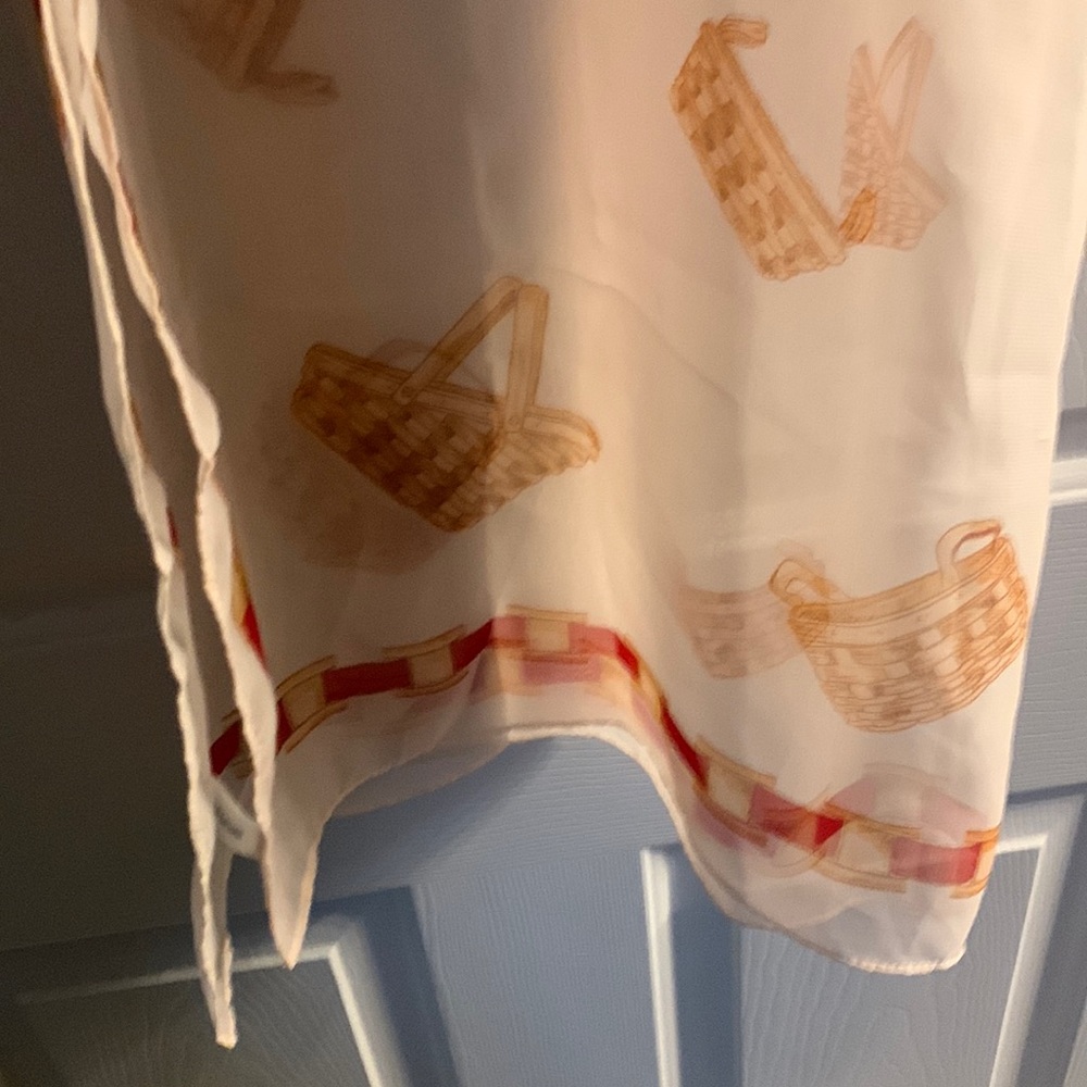 Large, sheer, longer burger, themed scarf.